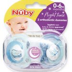 Nuby 2 Orthodontic Dummies (Glow in the Dark) 0-6m