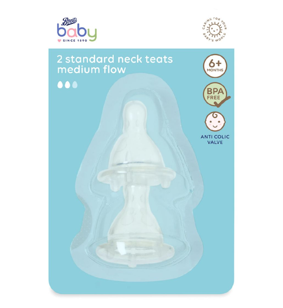 Boots Baby Standard Neck Medium Teat 2 Pack